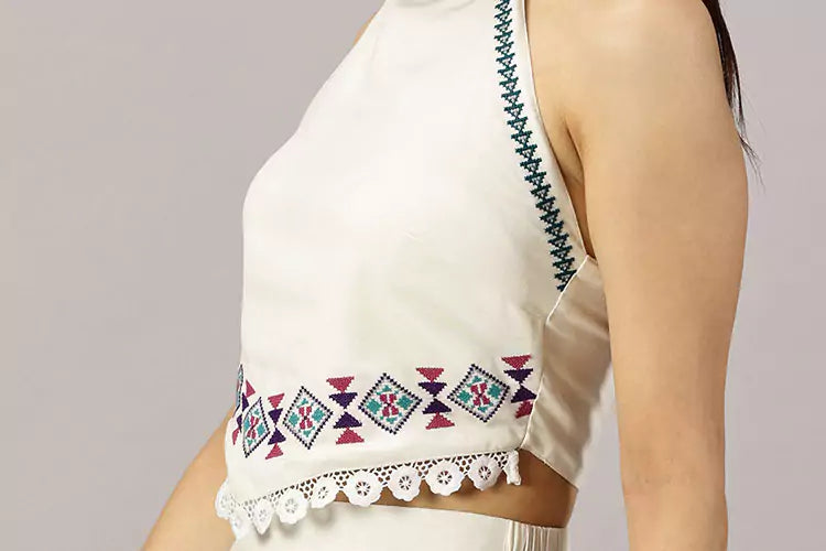 Neva Aztec Embroidered Tie-up top - IshqME
