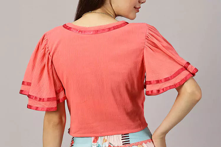 Fiesta Mexique Pink Overlap Top - Ishqme