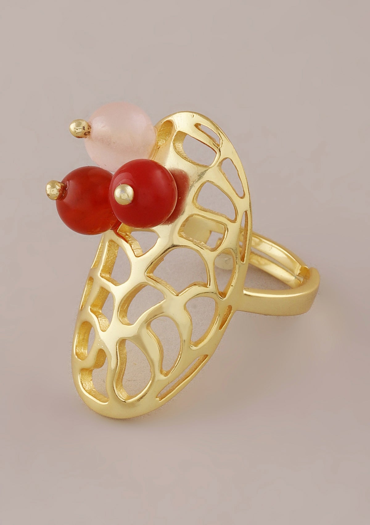 Buy 18K gold plated Adjustable Oval beaded Ring