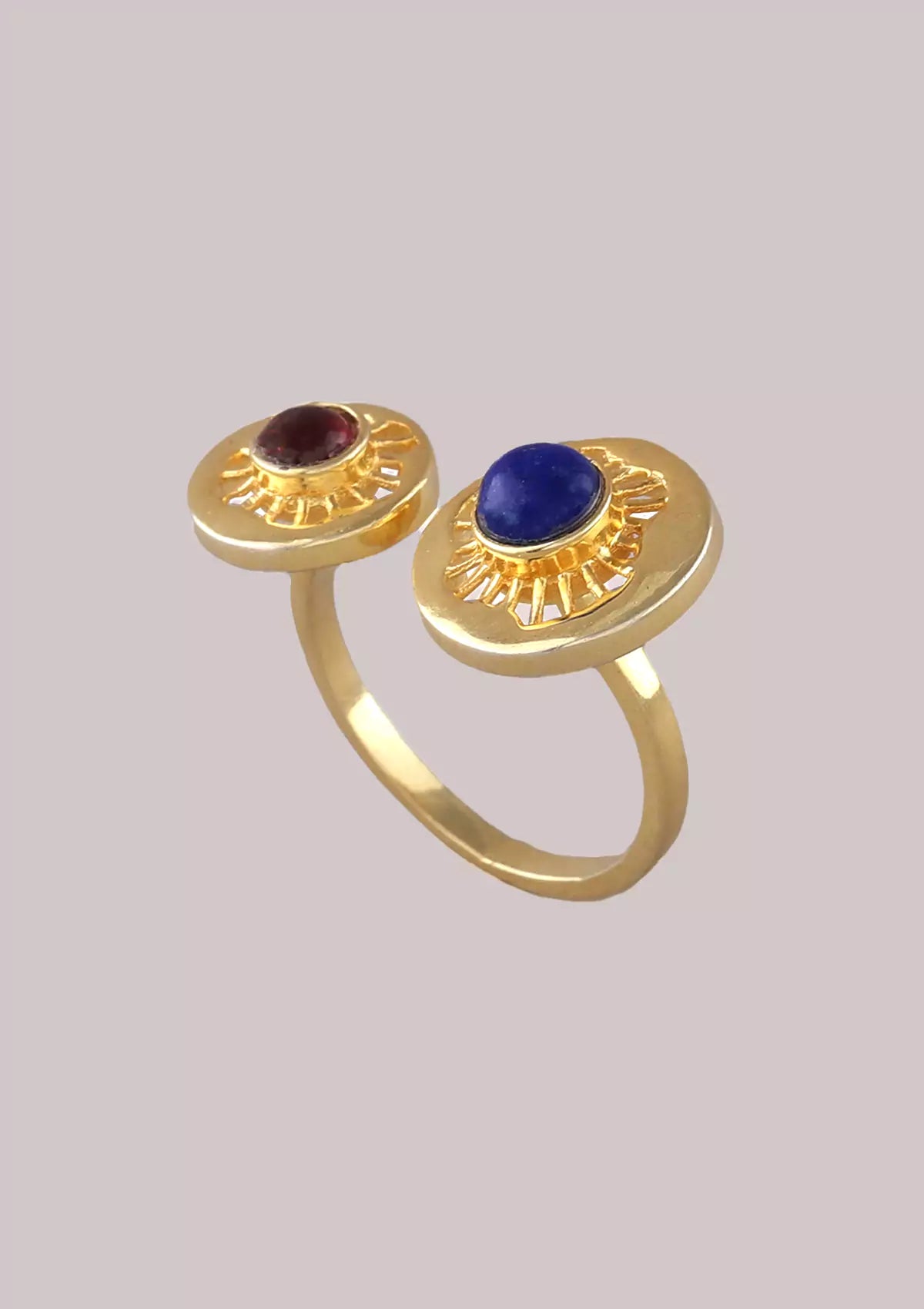 18K Gold Plated Adjustable Dual Stone Rings
