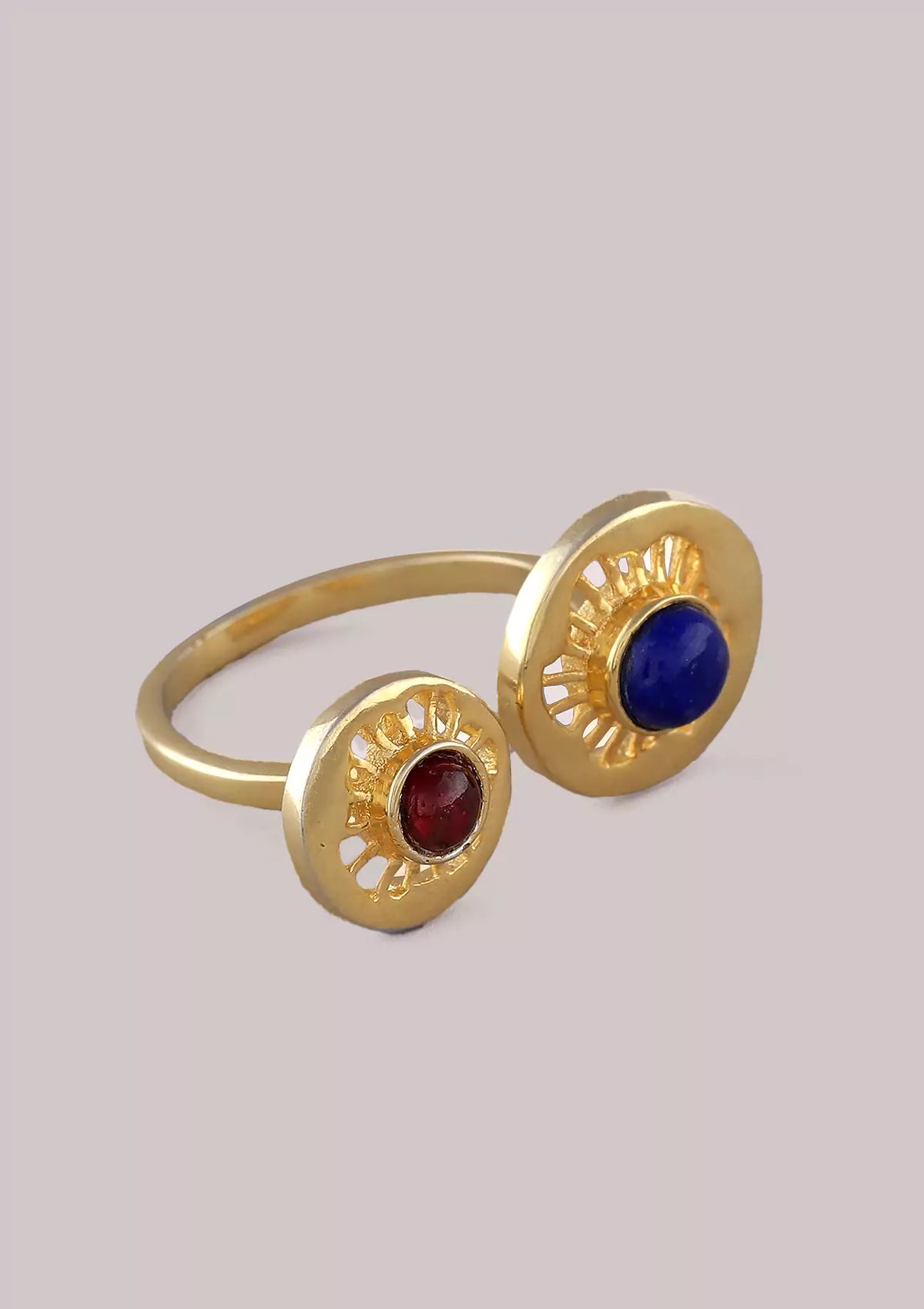 18K Gold Plated Adjustable Dual Stone Ring