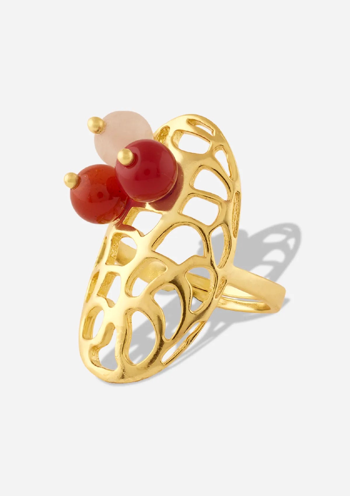 Buy 18K Gold Plated Adjustable Oval beaded Rings