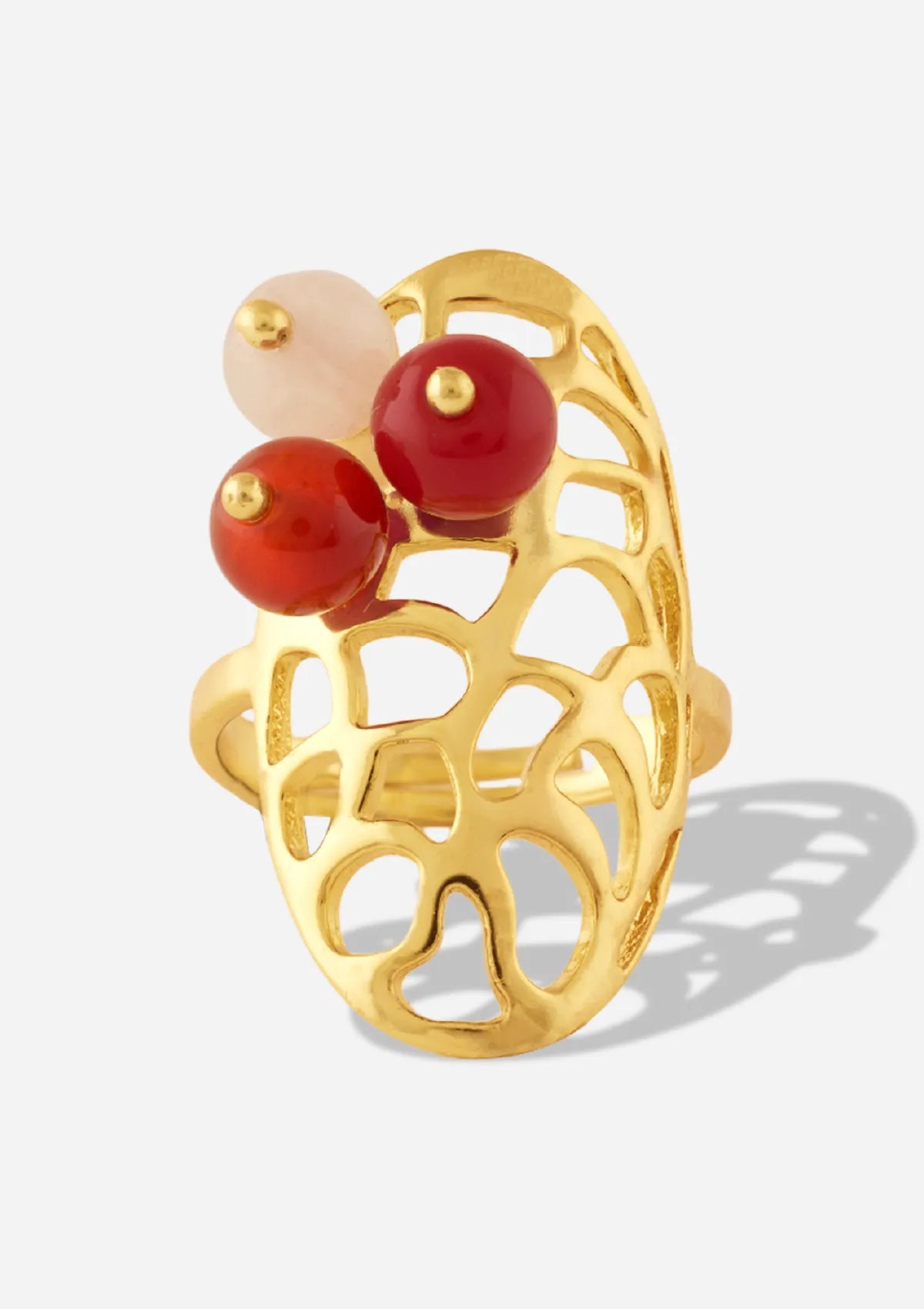 18K Gold Plated Adjustable Oval beaded Ring for girls