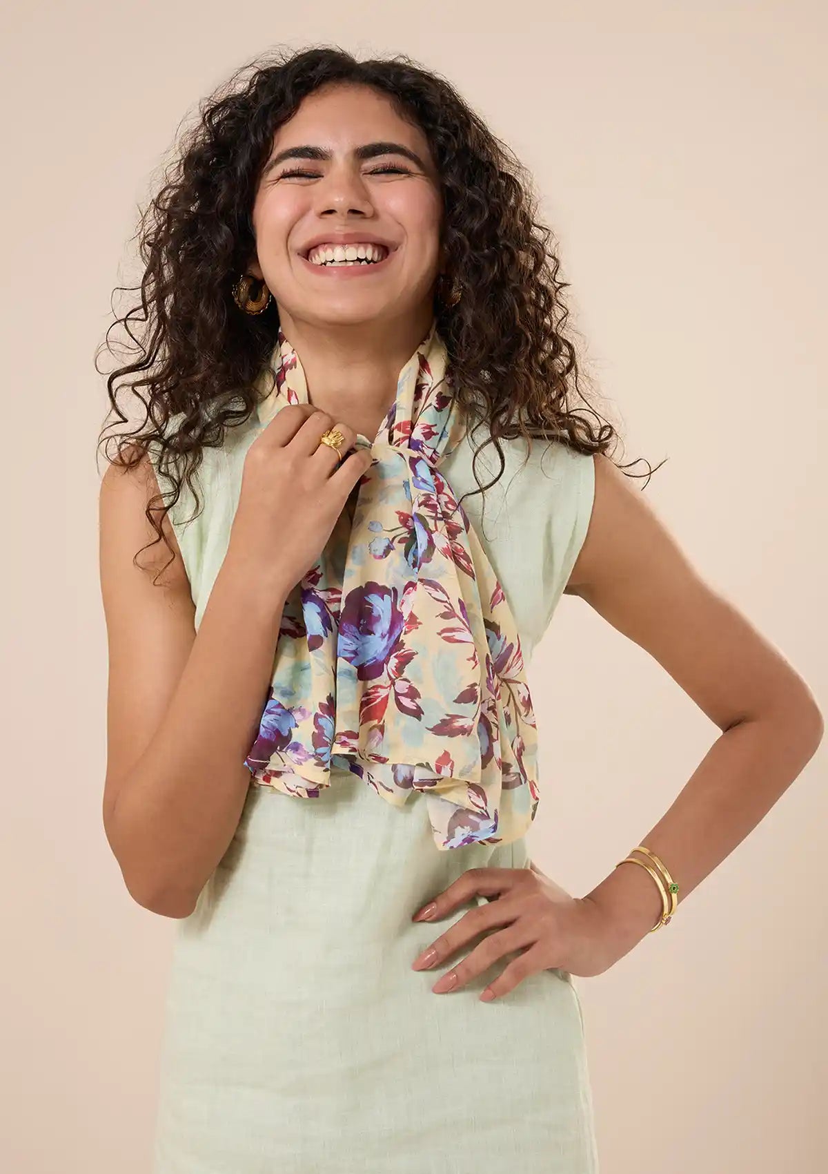 Blue-Red Floral Scarf