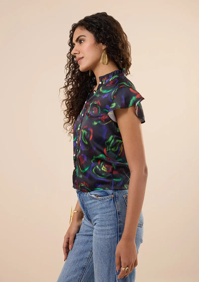 Blazing Neon Rose Top