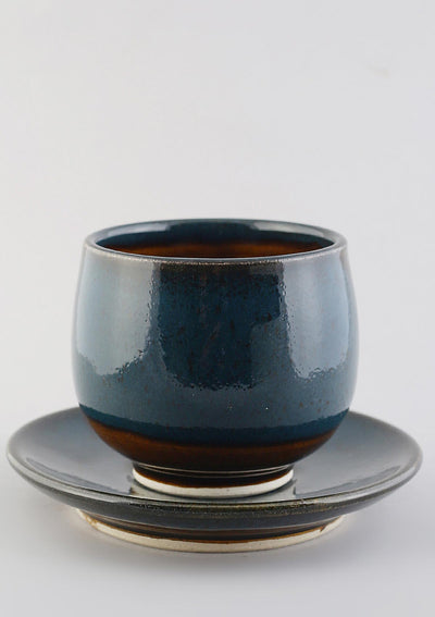 No handle cup saucer - Blue Green