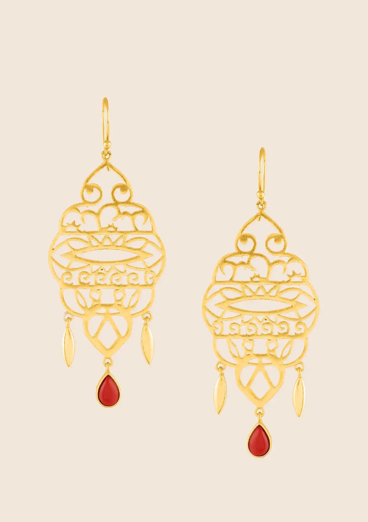 Buy Coral Drop Filigree Earring Online