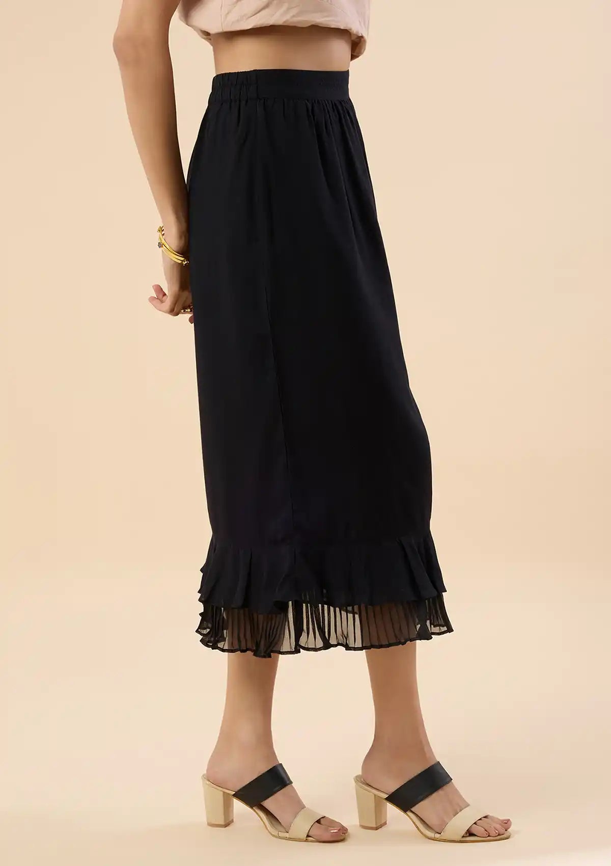 Zaynab - Black Pleated Hem Trumpet Skirt Online