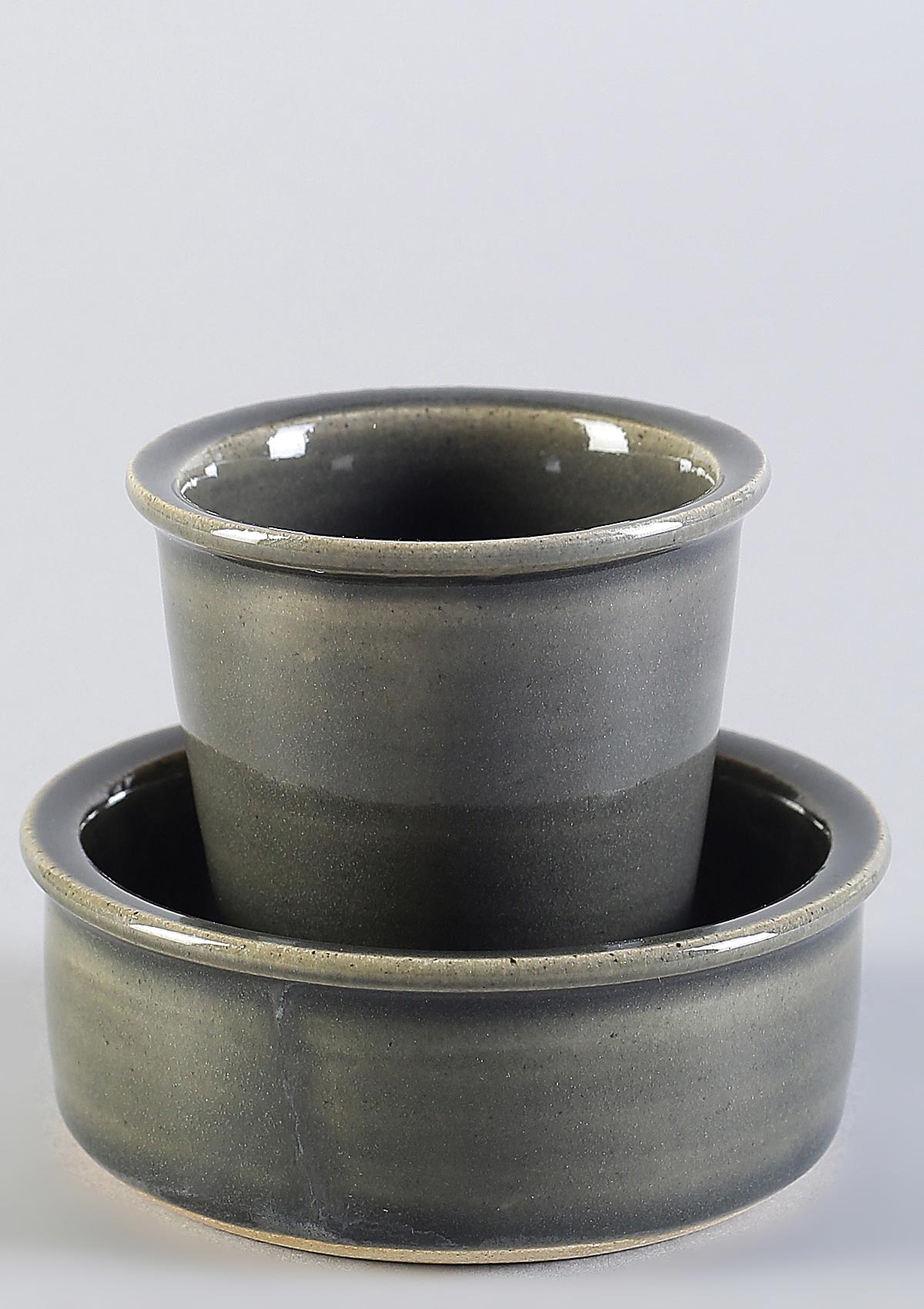 IshqME's Graceful Dining and Morning Delight Combo: Grey Green Ceramic Serving Set & Grey Coffee Set - IshqMe