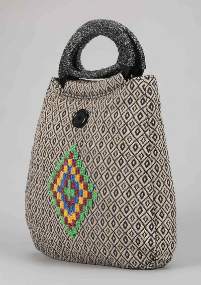 Jacquard Bag With Bead Work