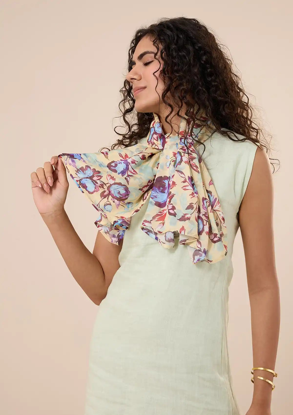 Blue-Red Floral Scarf