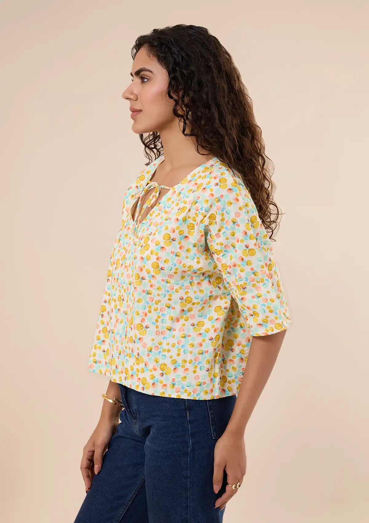 Demeter - Oversized Retro Printed Top For Women