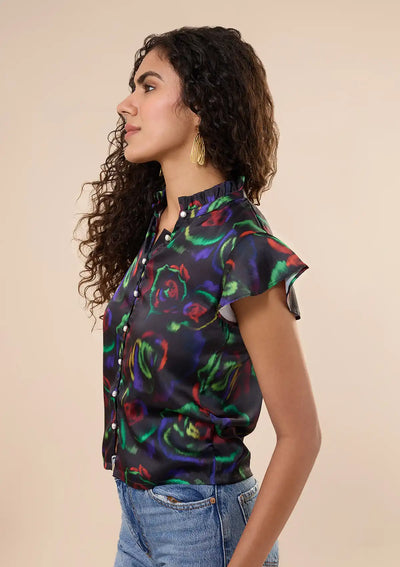 Blazing Neon Rose Top