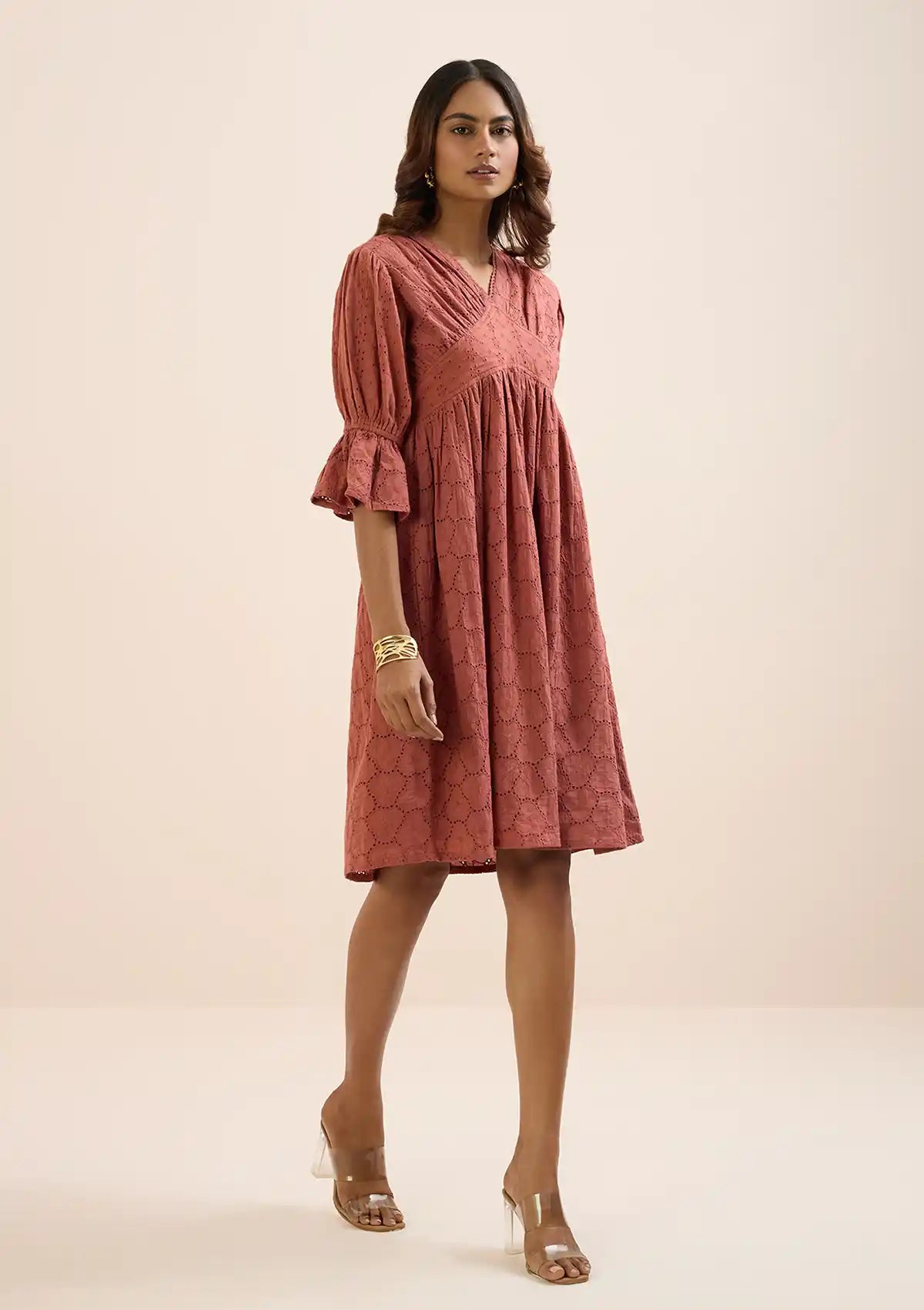 Buy Anam - Schiffli Cut Panel Dress Online