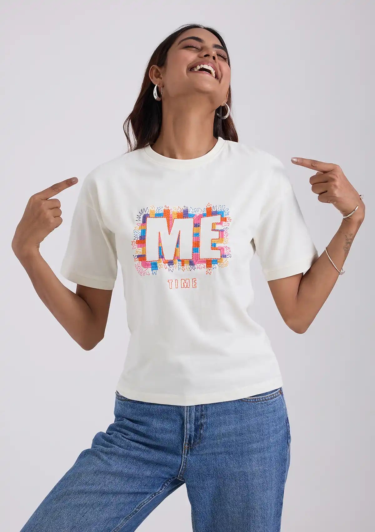 Embroidered Drop Shoulder T-Shirt Online