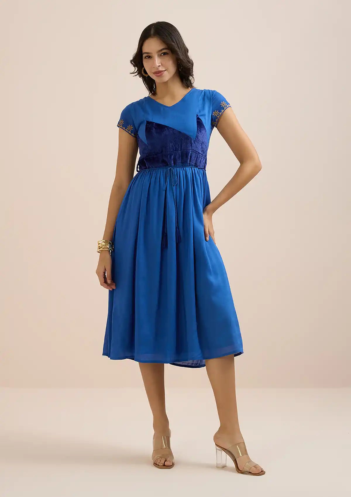 Naima Cut Panel Embroidered Dress