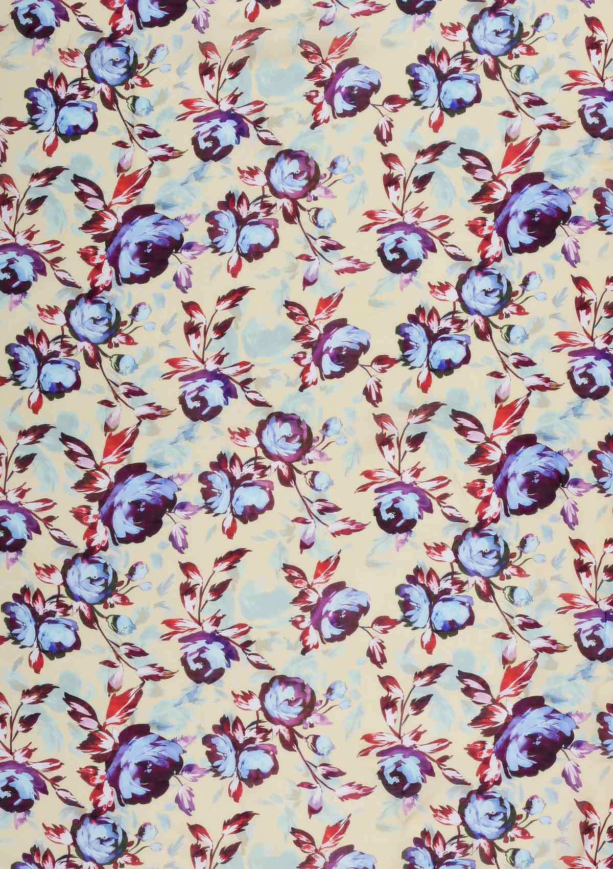 Blue-Red Floral Scarf