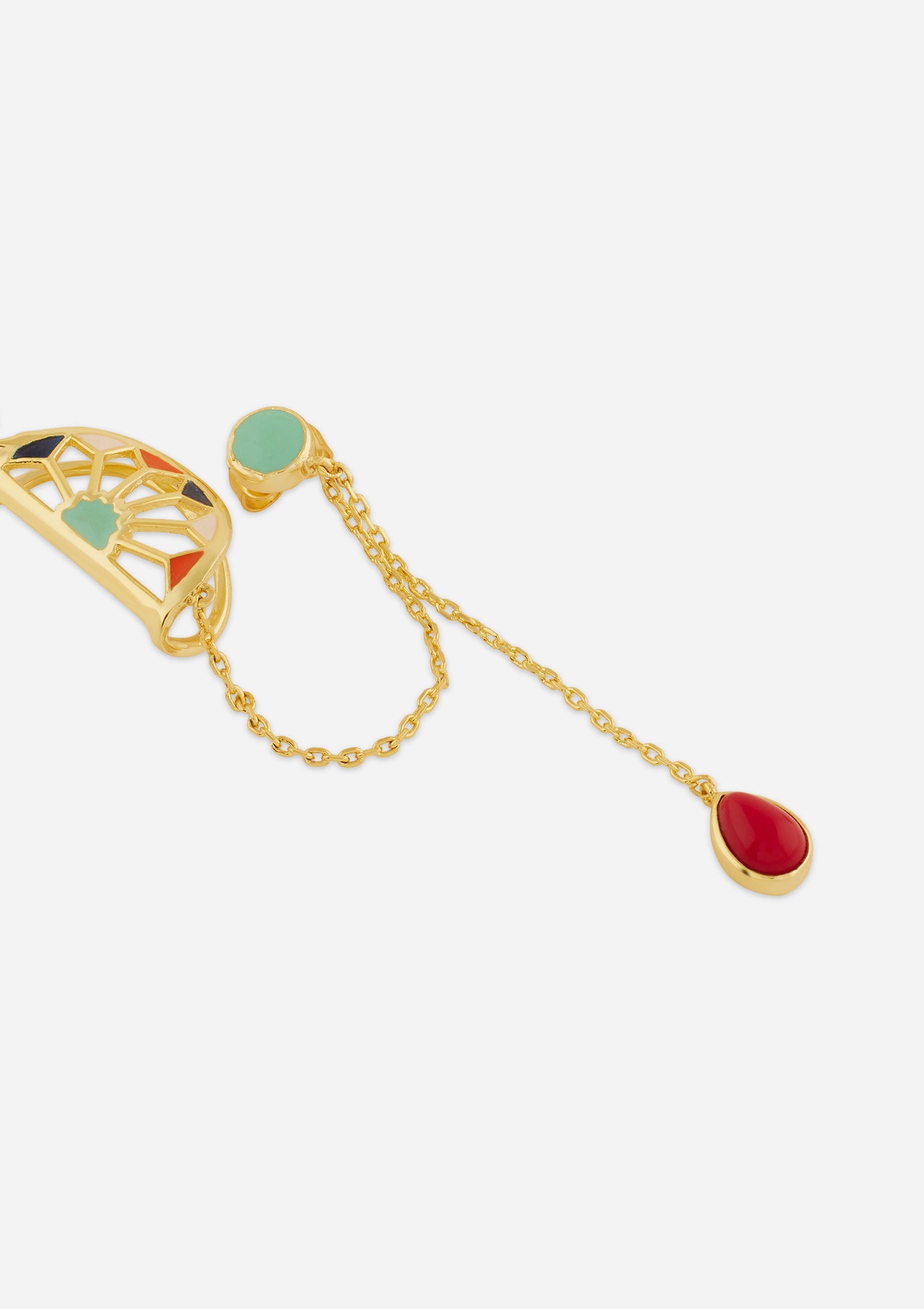 Turquoise Stone and Coral Drop Elegant Earcuff Price