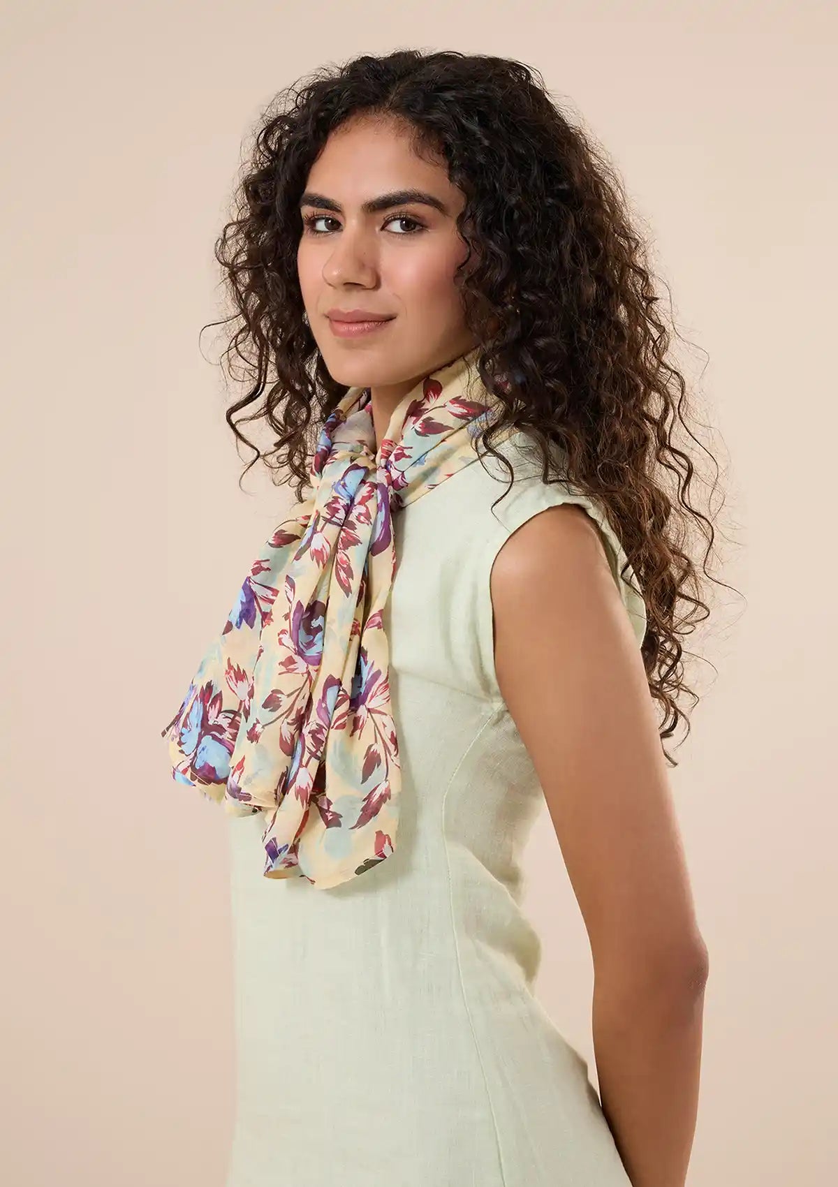 Blue-Red Floral Scarf