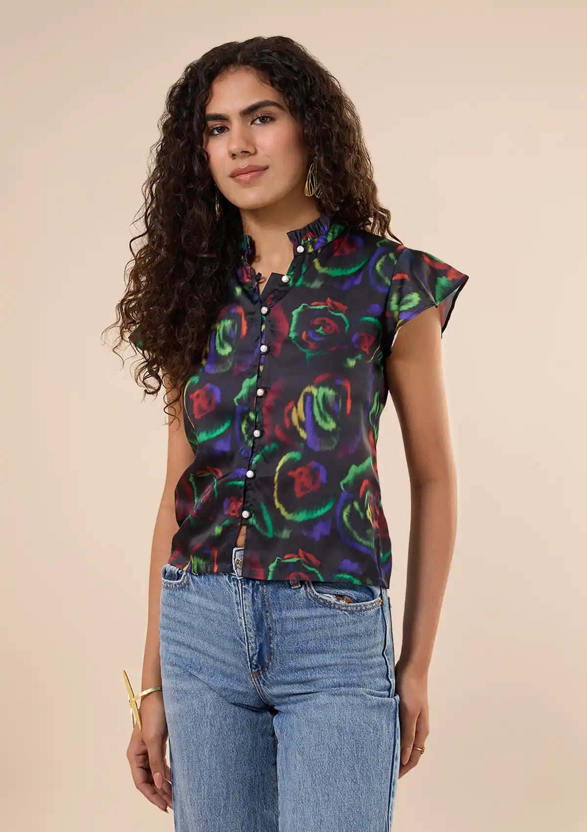 Blazing Neon Rose Top