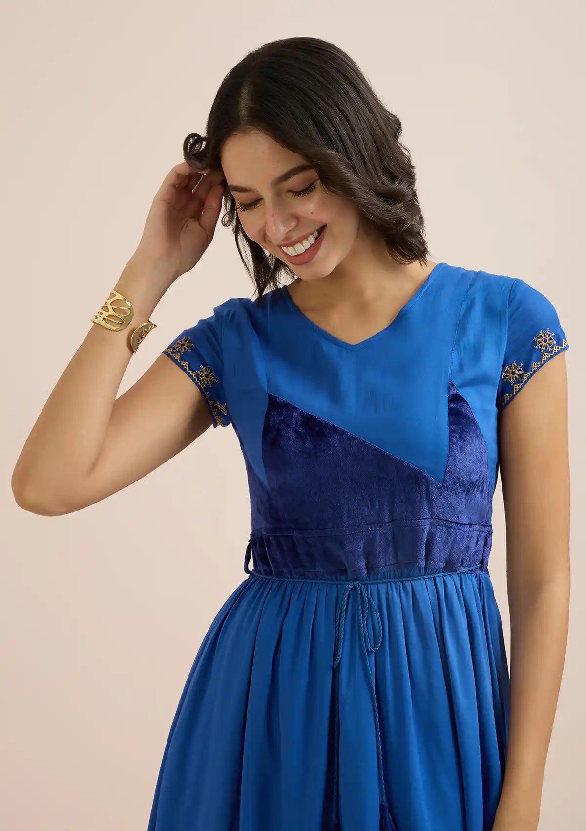 Naima Cut Panel Embroidered Dress Price