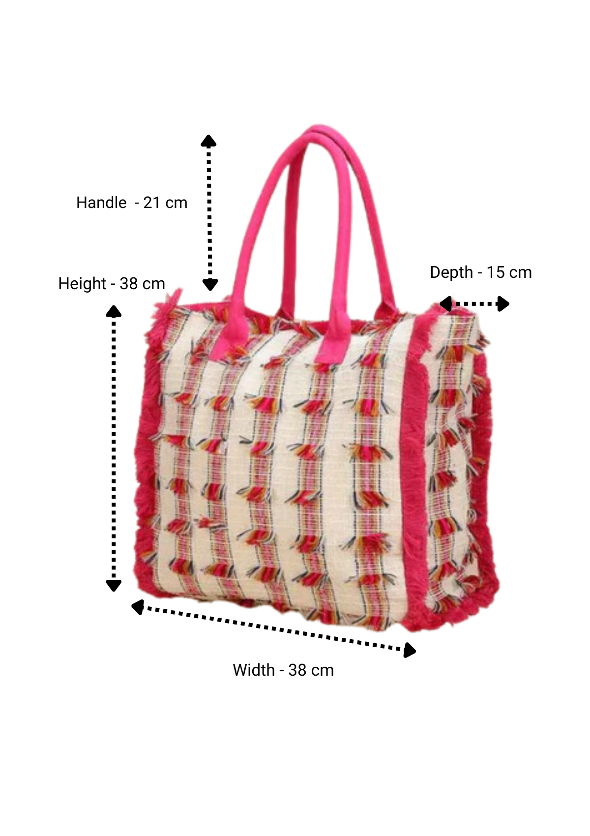 Acrylic Fringed Handcrafted Tote Bag - IshqMe