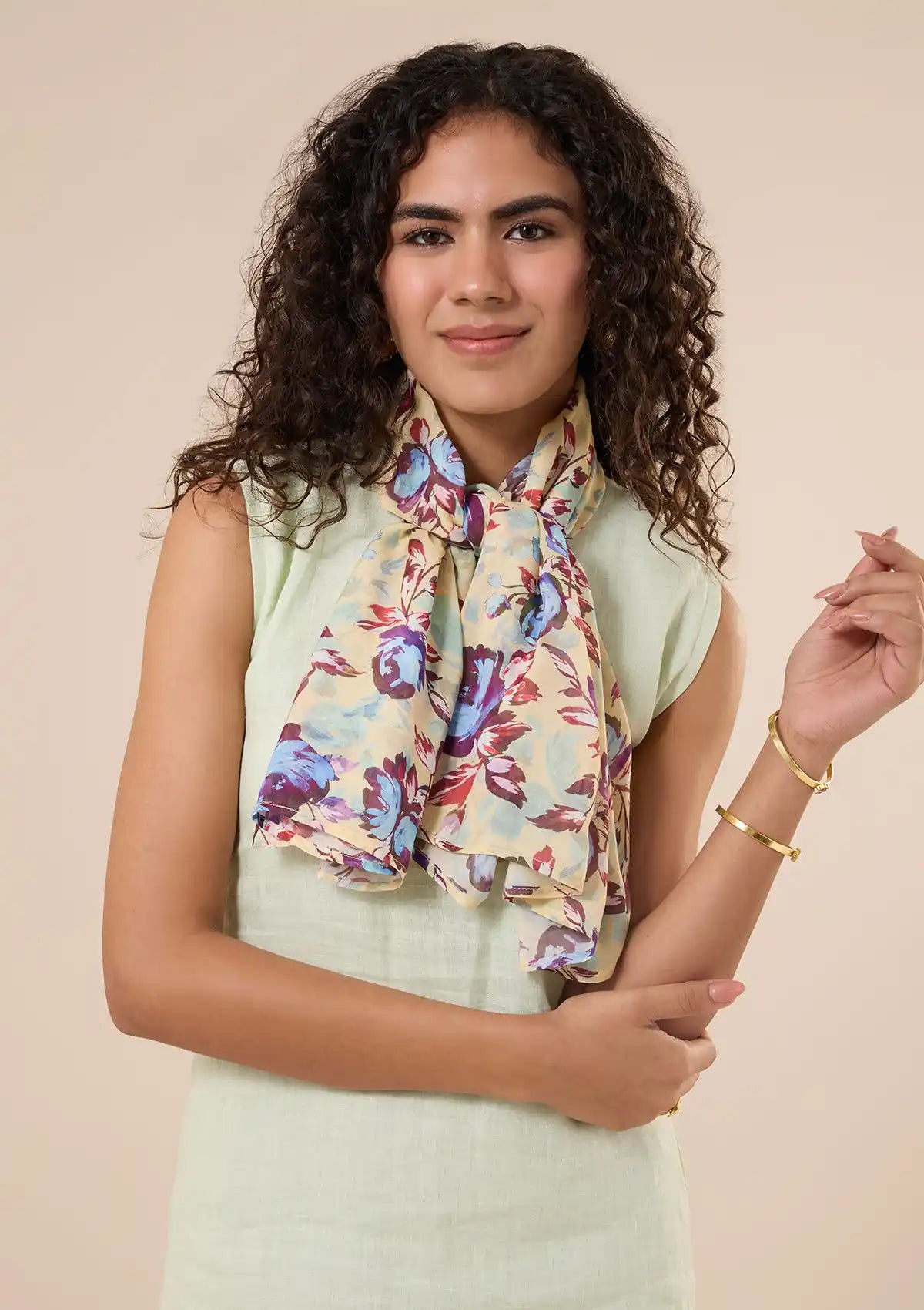 Blue-Red Floral Scarf