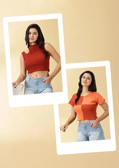 Red Love Crop Top Combo