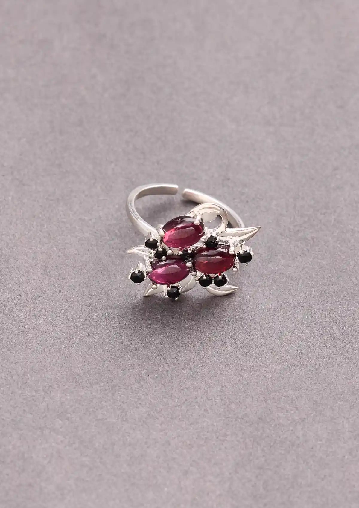 Adjustable Cherry Onyx Cluster Ring For Women