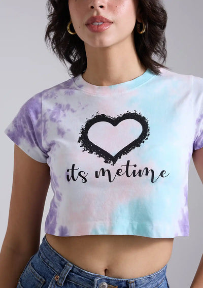 Multi-coloured Tie & Dye Crop Top (Purple)