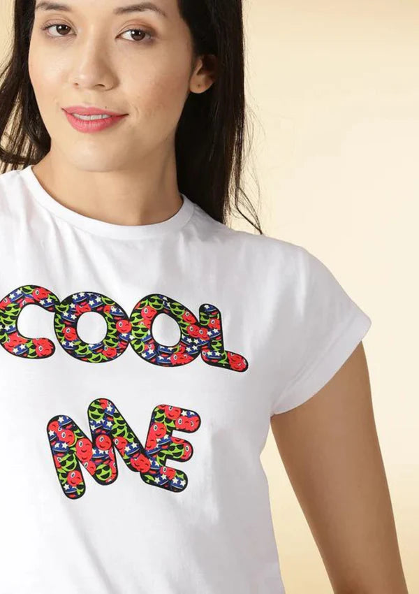 White 100% breathable Cotton T-shirt with striking graphic print