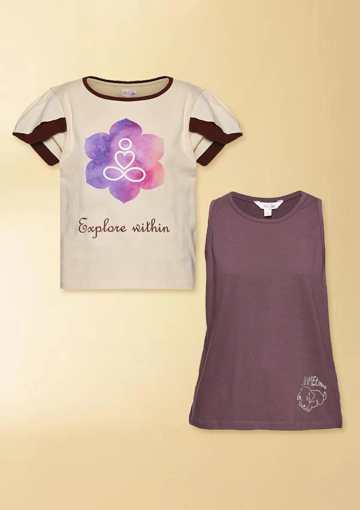 Flat-Lay of Free Spirit Combo - Premium Burgundy and Beige Tops for Women