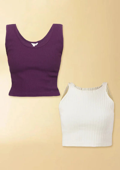 Solid Ribbed Crop Top Combo