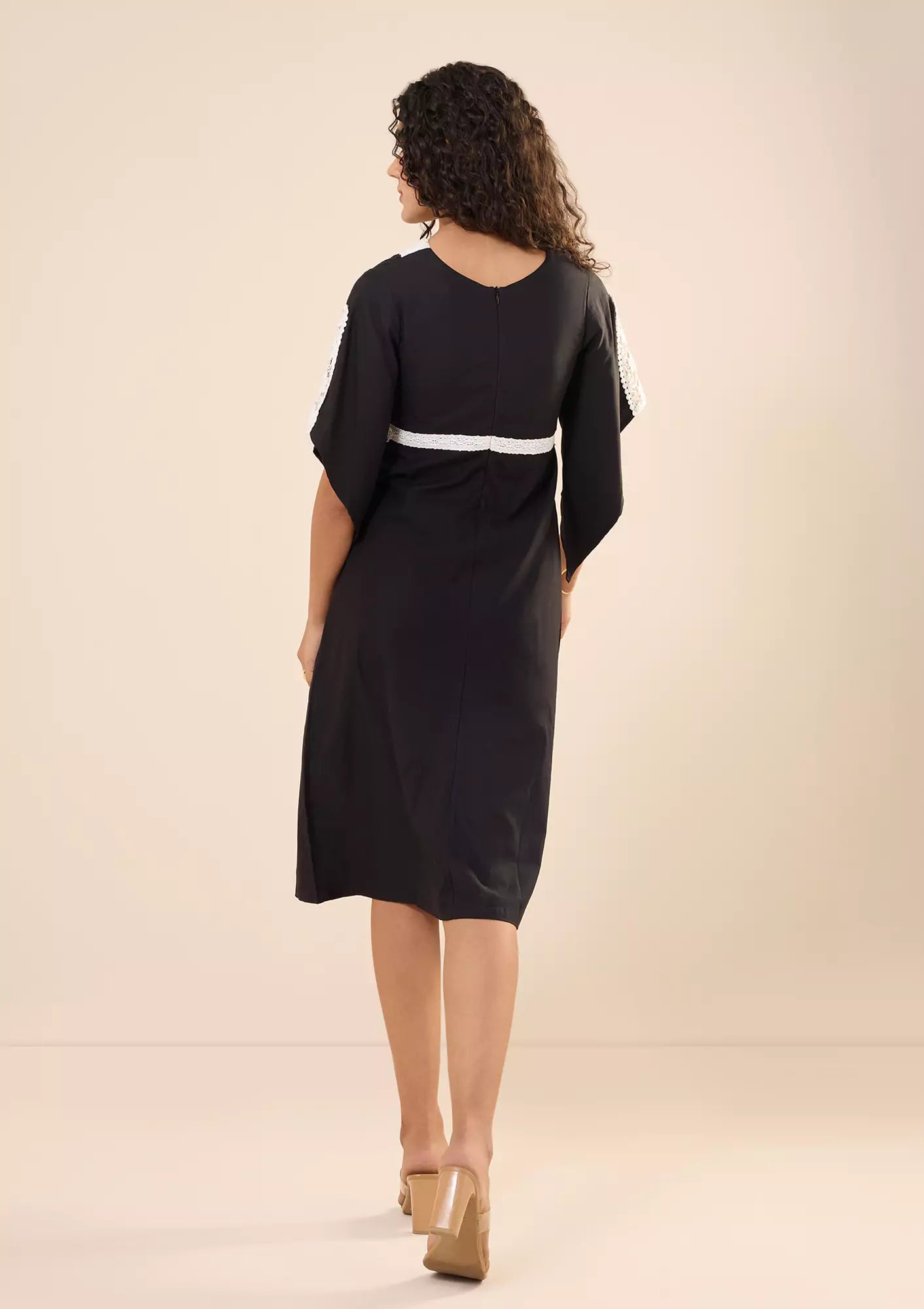 Adira Black floral waist dress