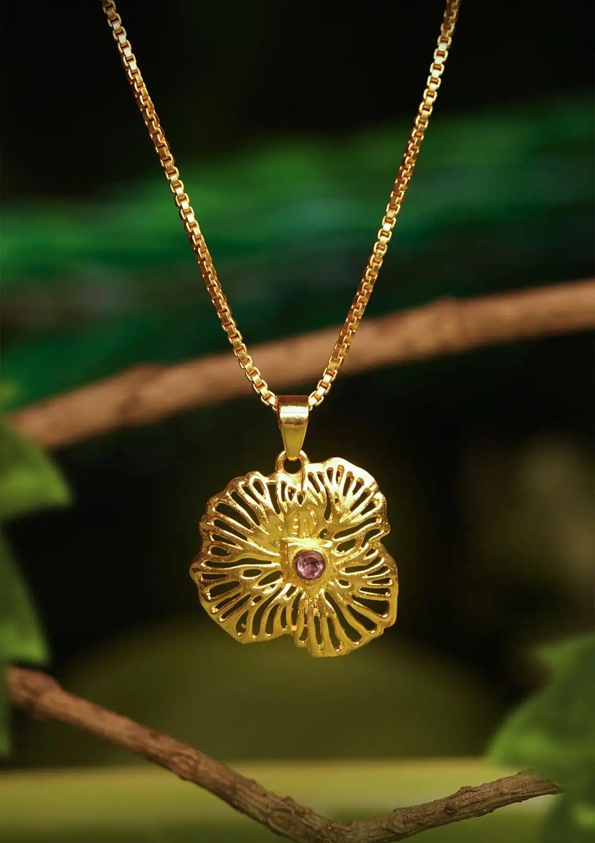 Buy Amethyst Studded Pendant Necklace