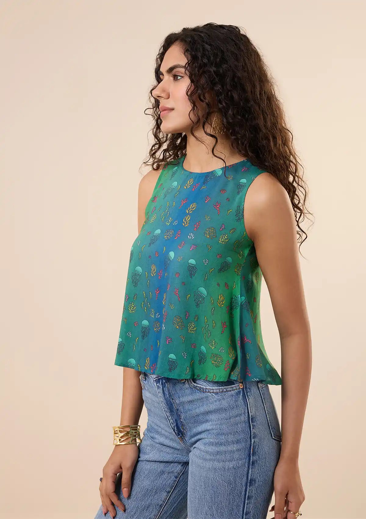 Amphitrite Printed Halter Neck Top