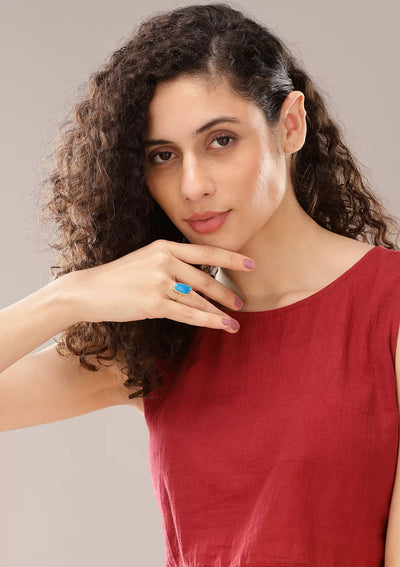 Aqua Chalcedony 18K Gold Plated Ring