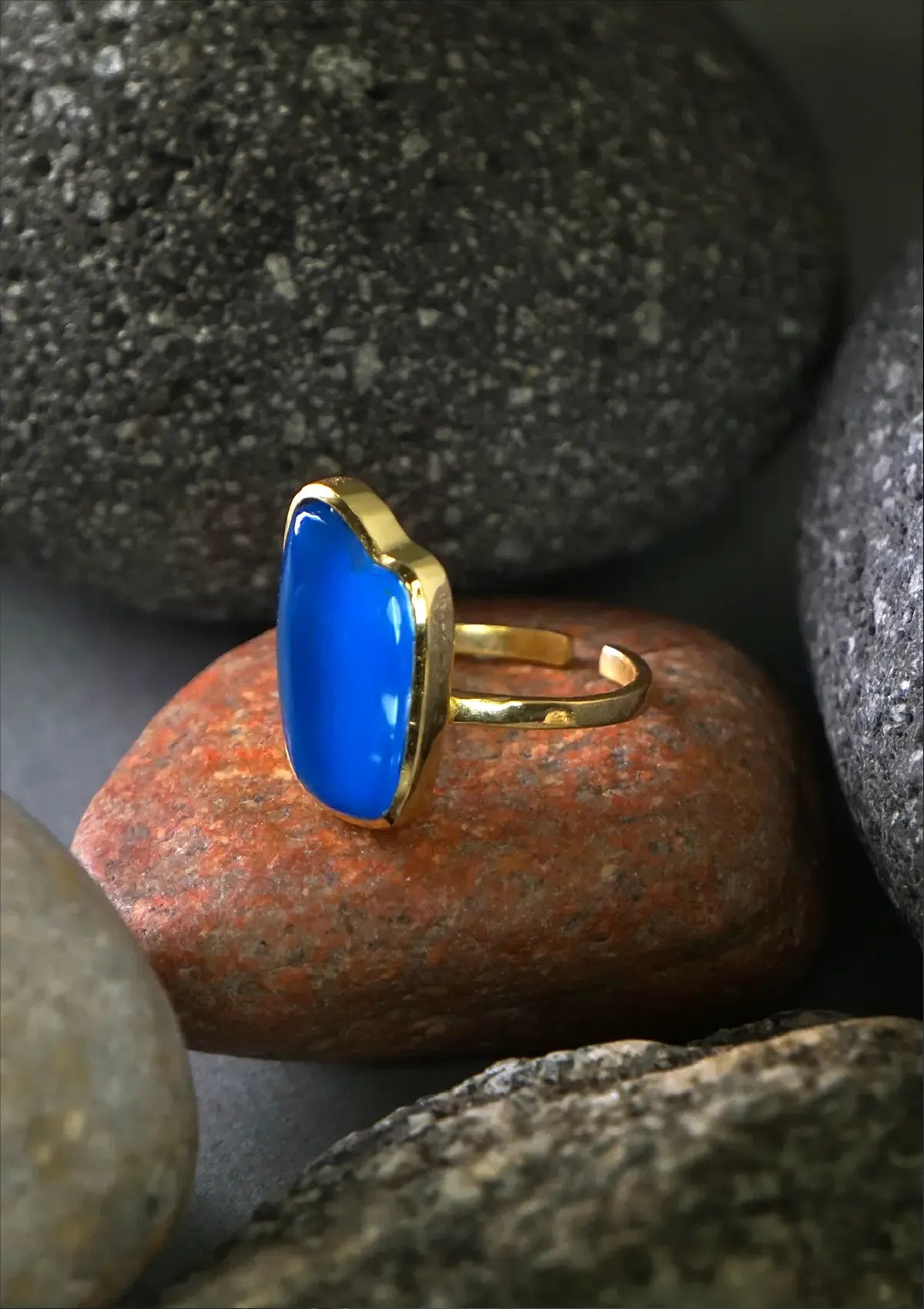 Aqua Chalcedony 18K Gold Plated Ring for Women