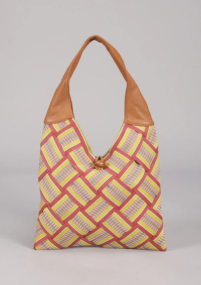 Brown Basket Weave Beach Bag