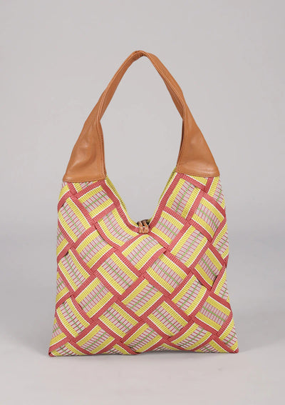 Brown Basket Weave Beach Bag