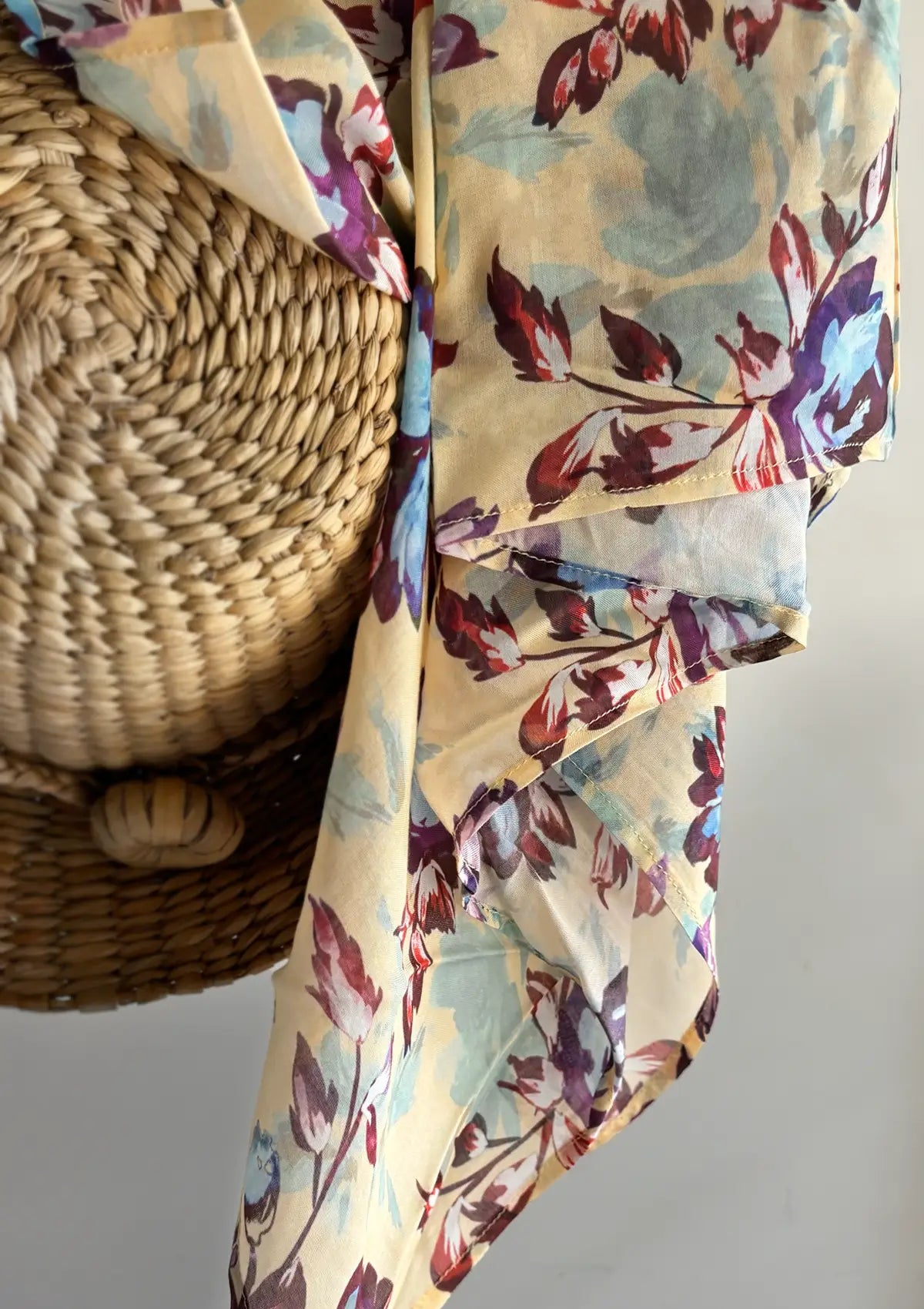 BLUE-RED FLORAL SCARF