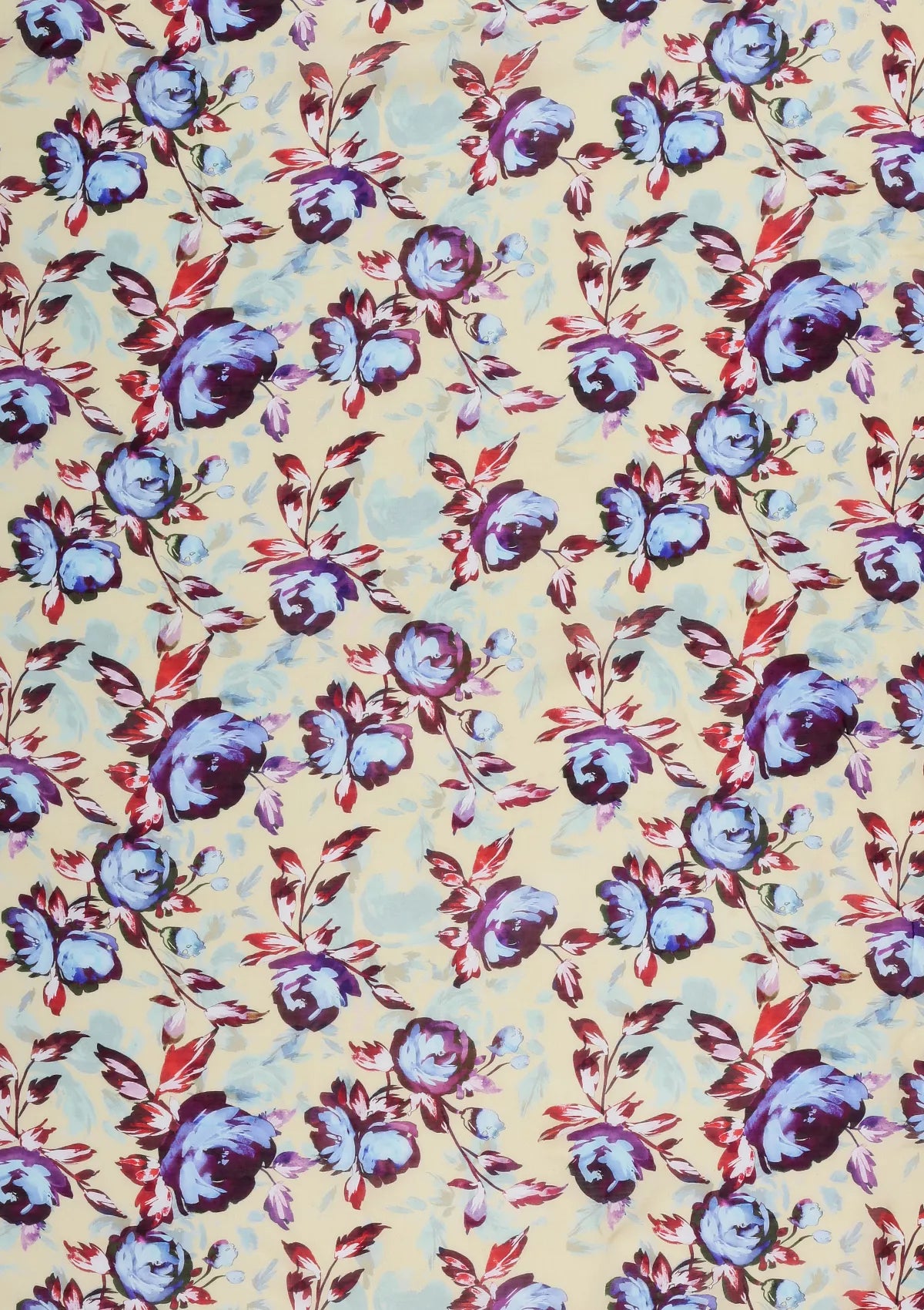 Blue and Burgundy Floral Scarf