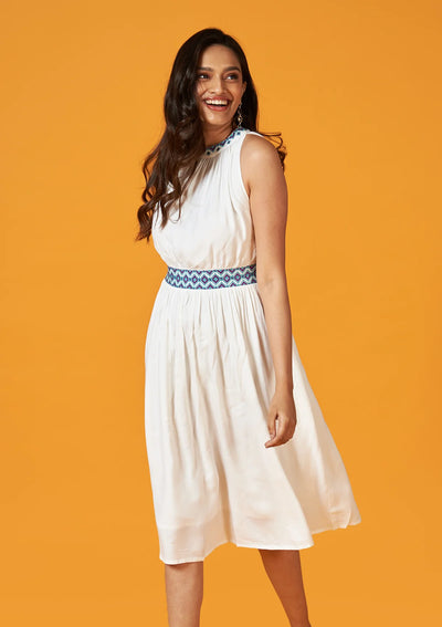 Celeste - White Rayon Dress