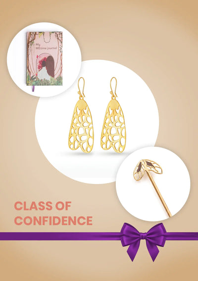 Class of Confidence Graduation Gift for Her | MEtime Journal, Filigree Bun Pin & Cutwork Dangler Earrings