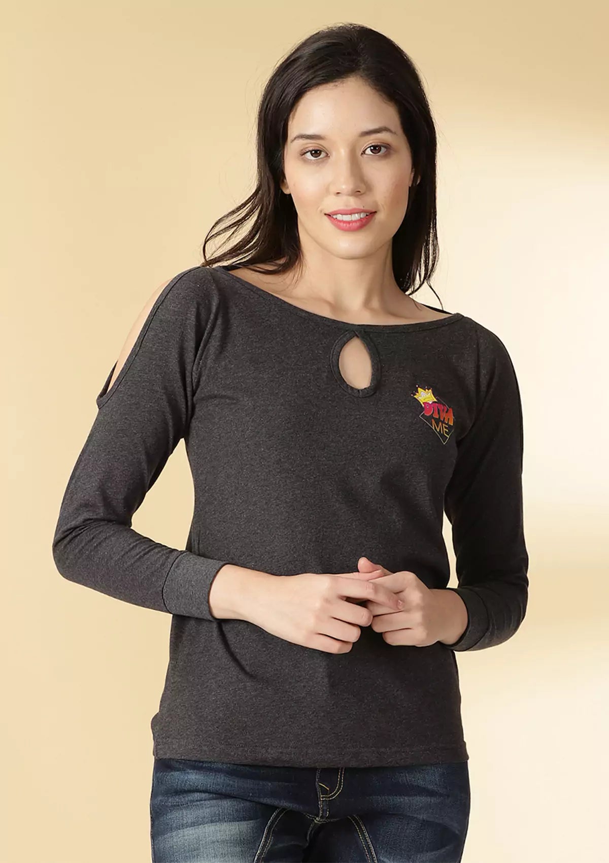 Cold Shoulder Printed T-Shirt Price