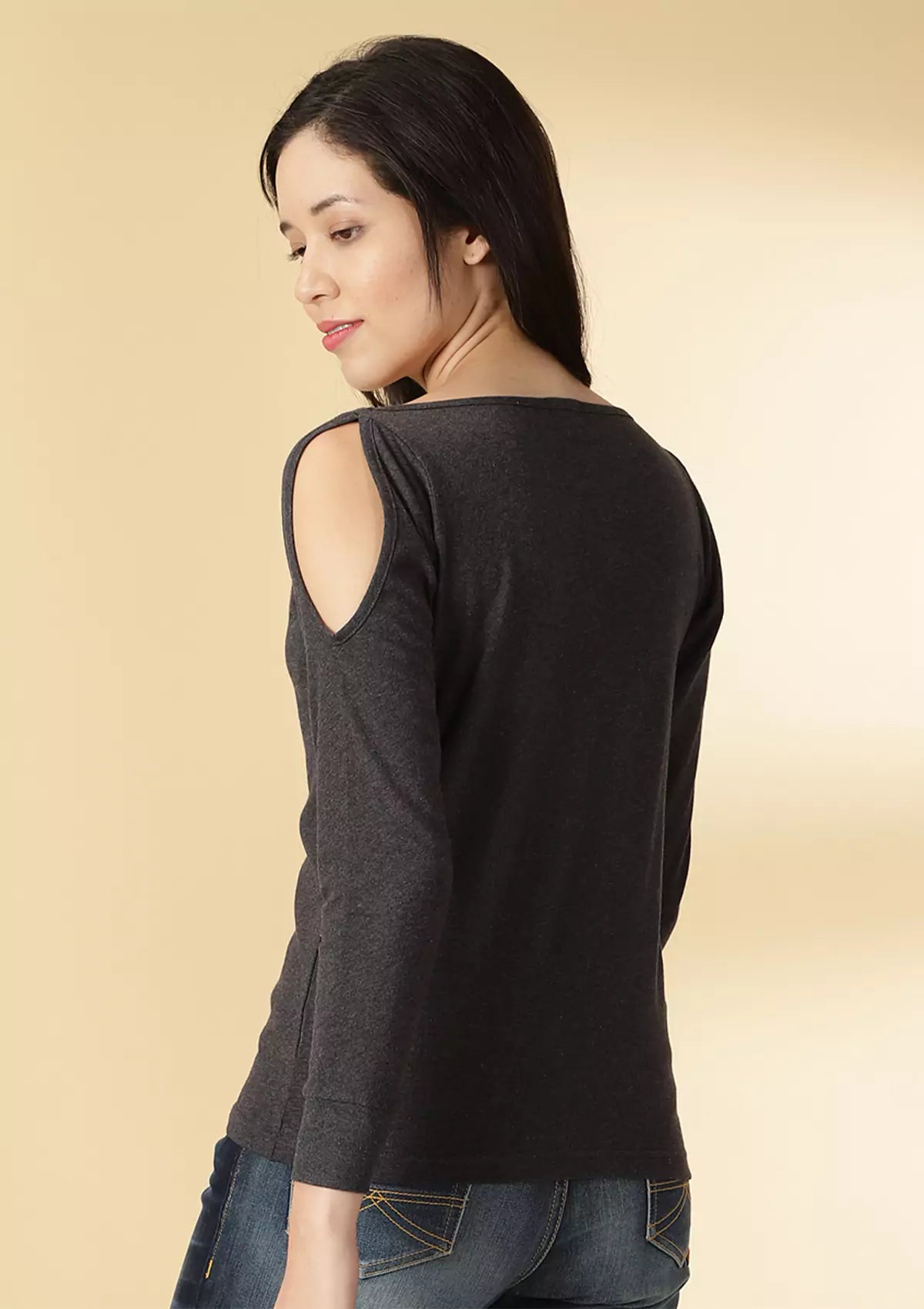 Cold Shoulder Printed T-Shirt Online