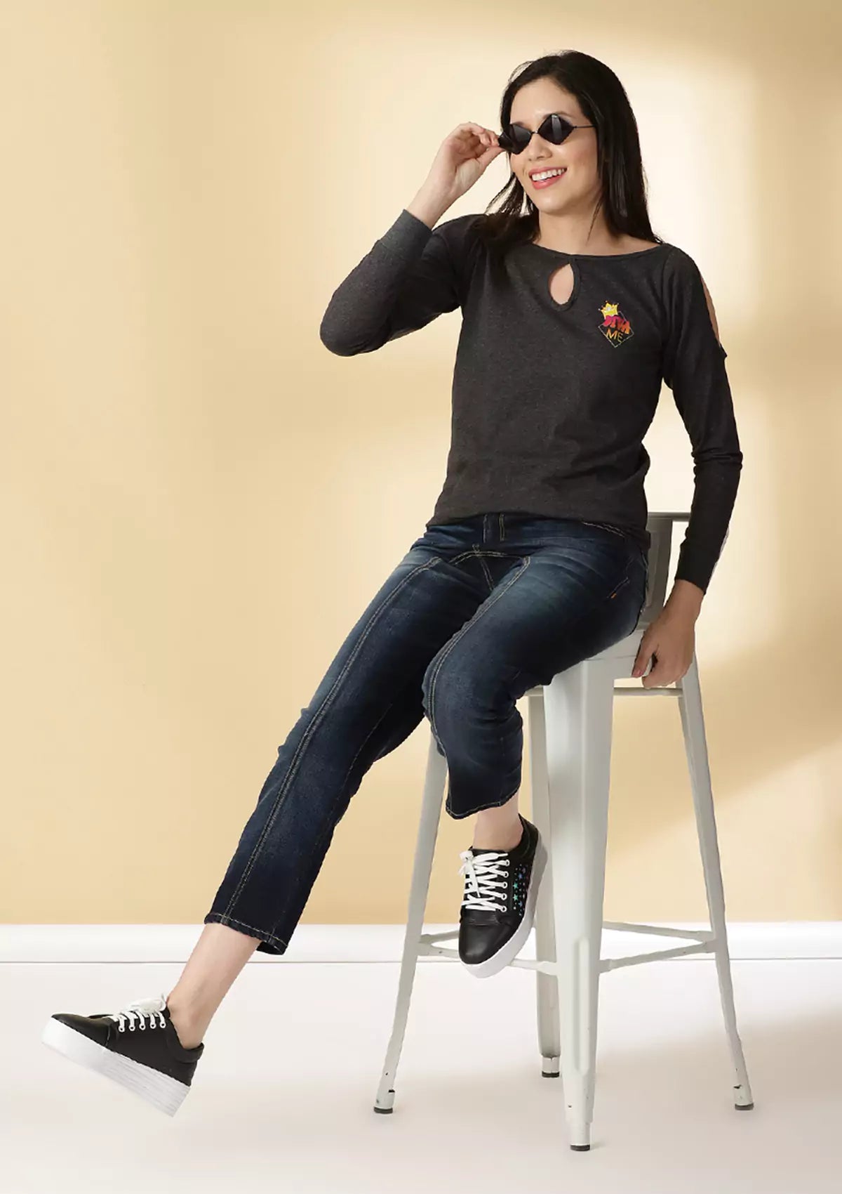 Cold Shoulder Printed T-Shirt