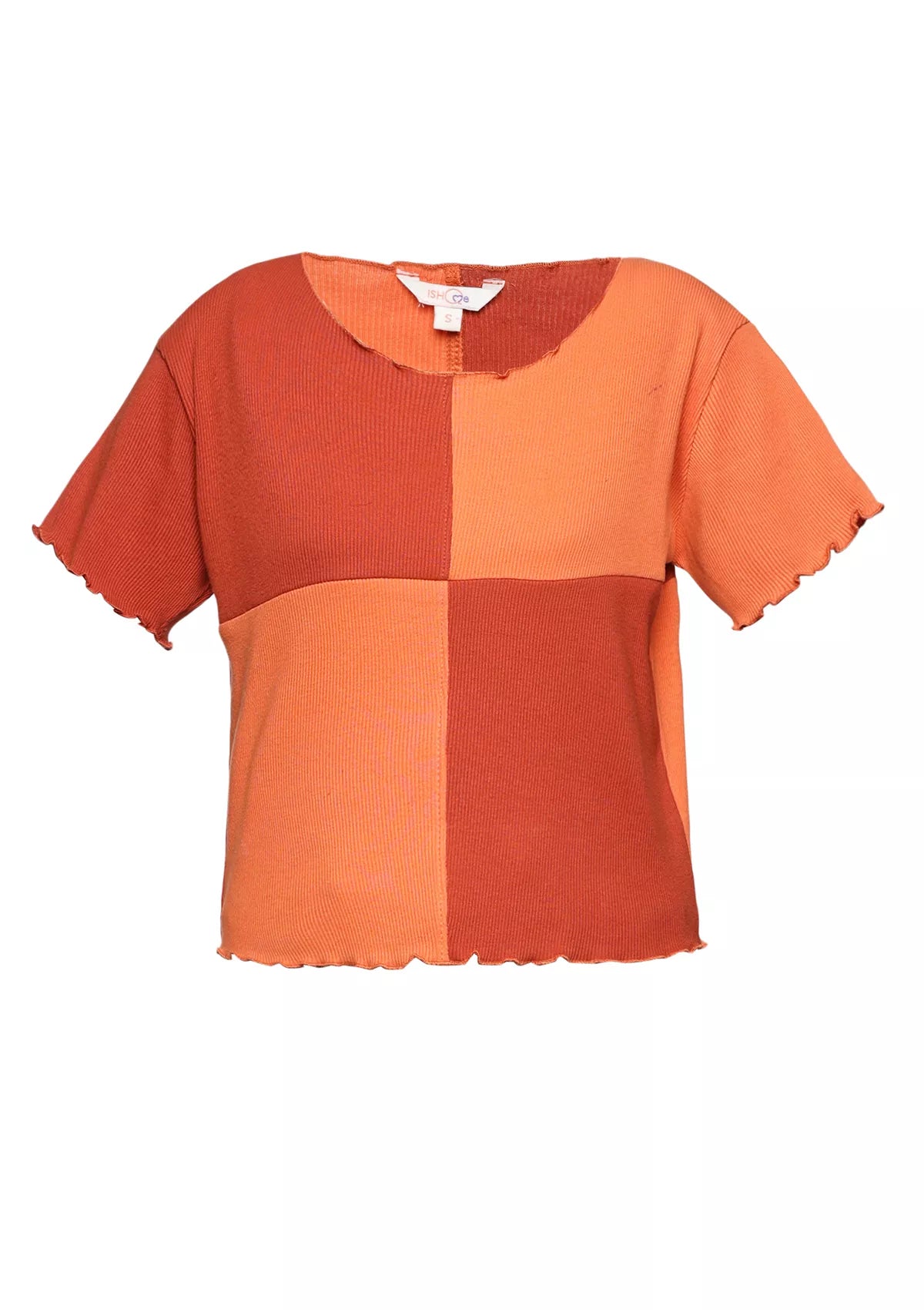 Colour blocked rib crop top Price