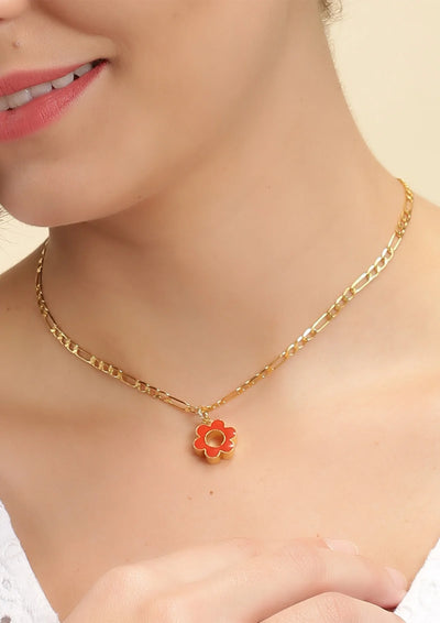 Neon Daisy Flower Pendant (Orange)