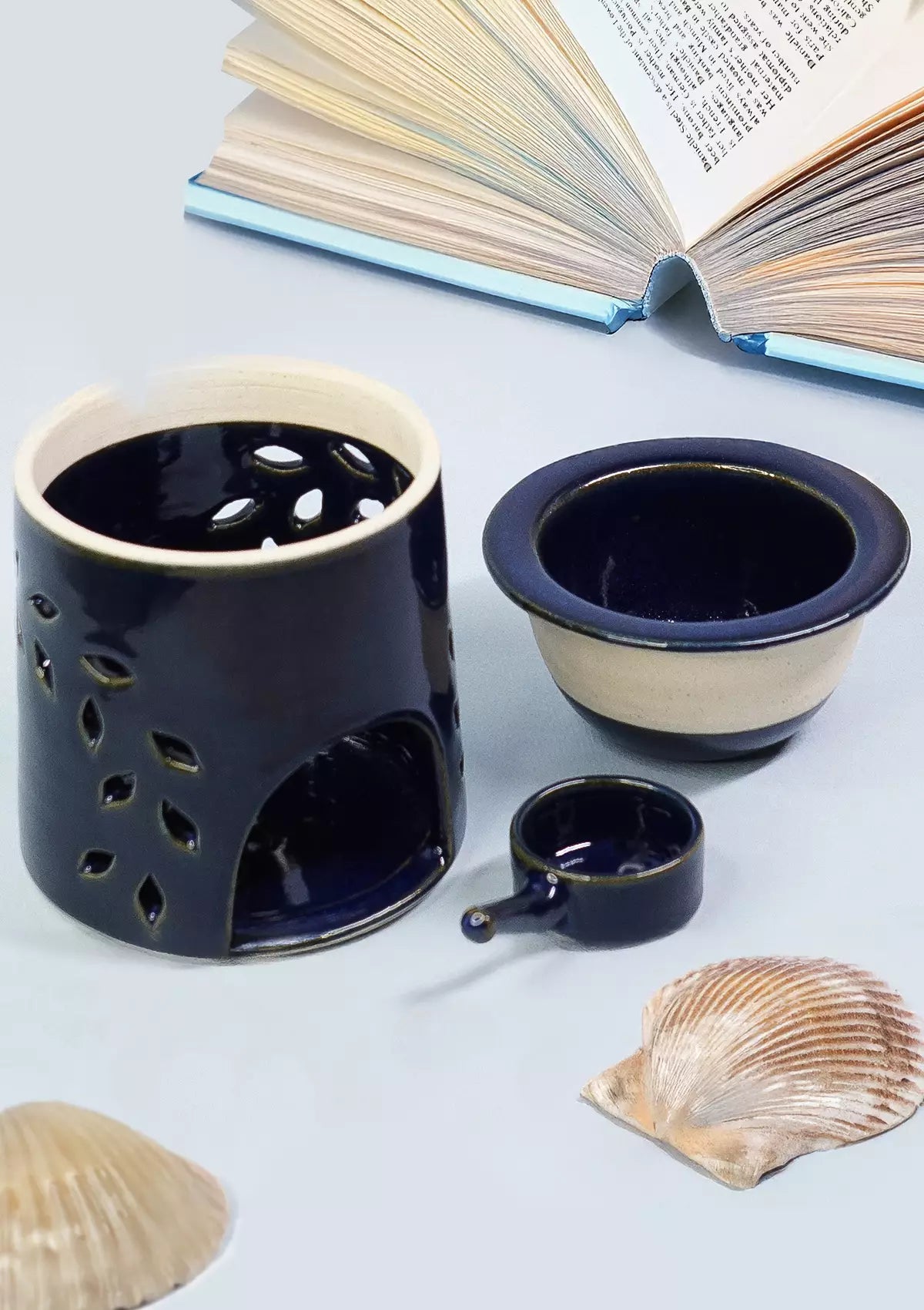 Deep Blue Detachable Oil Diffuser with Tea Candle Holder